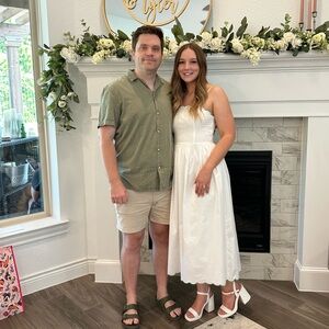 Charles Henry Scallop Stretch Poplin Midi Sundress